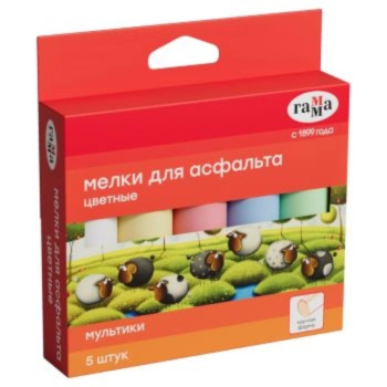 Мелки для асфальта Гамма Мультики цветные 5шт, круглые