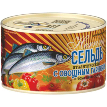 Сельдь Сохраним традиции в томатном соусе с овощным гарниром, 240г