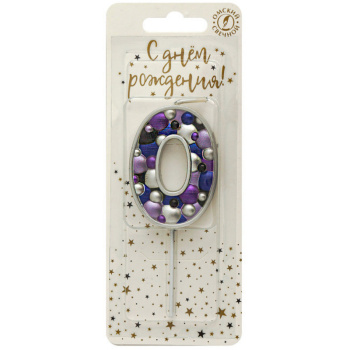 Свеча тортовая пузырьки 0, серебро 