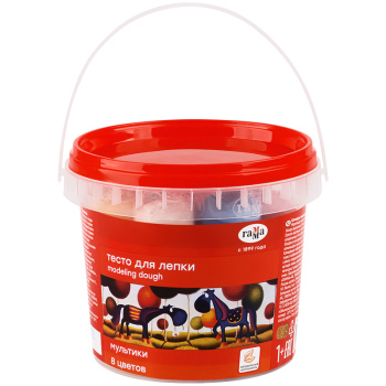 Тесто для лепки Гамма Мультики, 8 цветов, пластиковая банка с ручкой, 25г