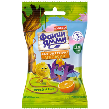 Кусочки фруктовые Фанни Ямми тянучка яблоко-апельсин 15г