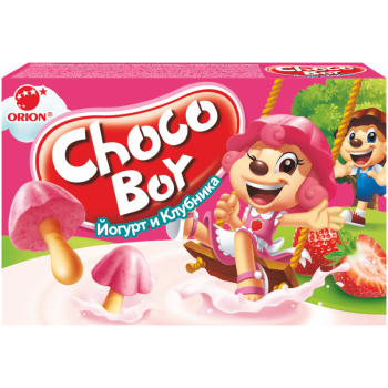 Печенье Choco boy Йогурт и Клубника Orion, 40г