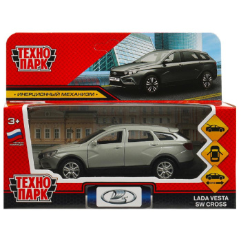 Машина металлическая LADA VESTA SW CROSS, 12 см, серый, Технопарк 