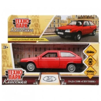 Машина металлическая LADA-2108 СПУТНИК матовый 12см, красная, Технопарк