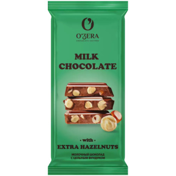 Шоколад молочный O'Zera с цельным фундуком, 90г