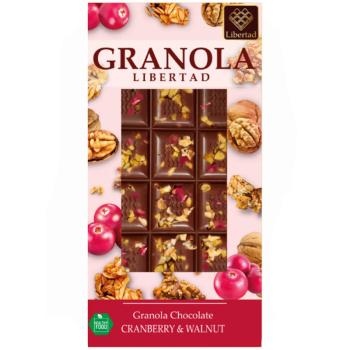 Шоколад молочный Granola Libertad с клюквой и грецким орехом, 80г