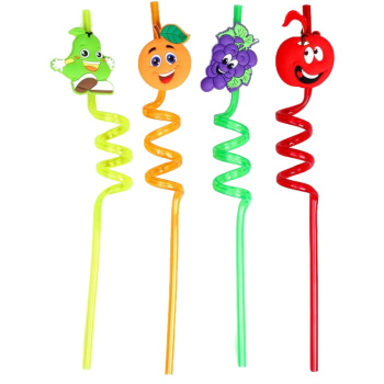 Трубочки для коктейля Весёлые фрукты, набор 4 шт