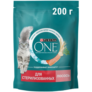 Сухой корм Purina ONE для стерилизованных кошек с лососем и пшеницей, 200г
