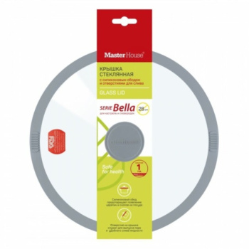 Крышка стеклянная с силиконовым ободом, Белла-28, серая