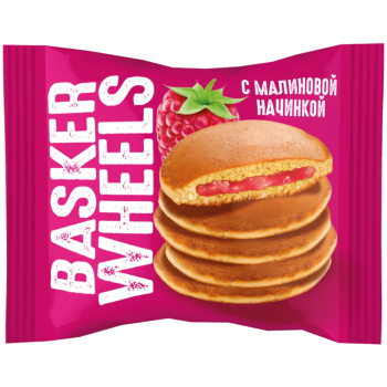 Пирожное Basker Wheels Pancake бисквитное с малиной, 36г