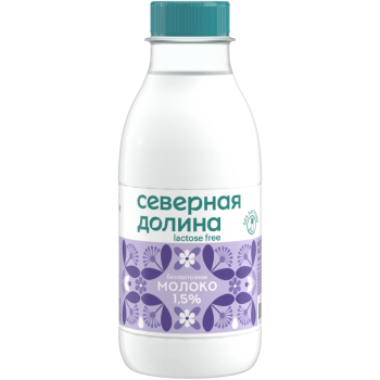 Молоко Северная Долина безлактозное пастеризованное 1,5%, 400мл
